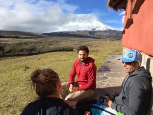 Luis Benitez and participants at Cotopaxi Volcano during the Unconference Orienteering Event