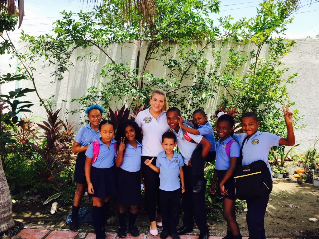 Emilia with students