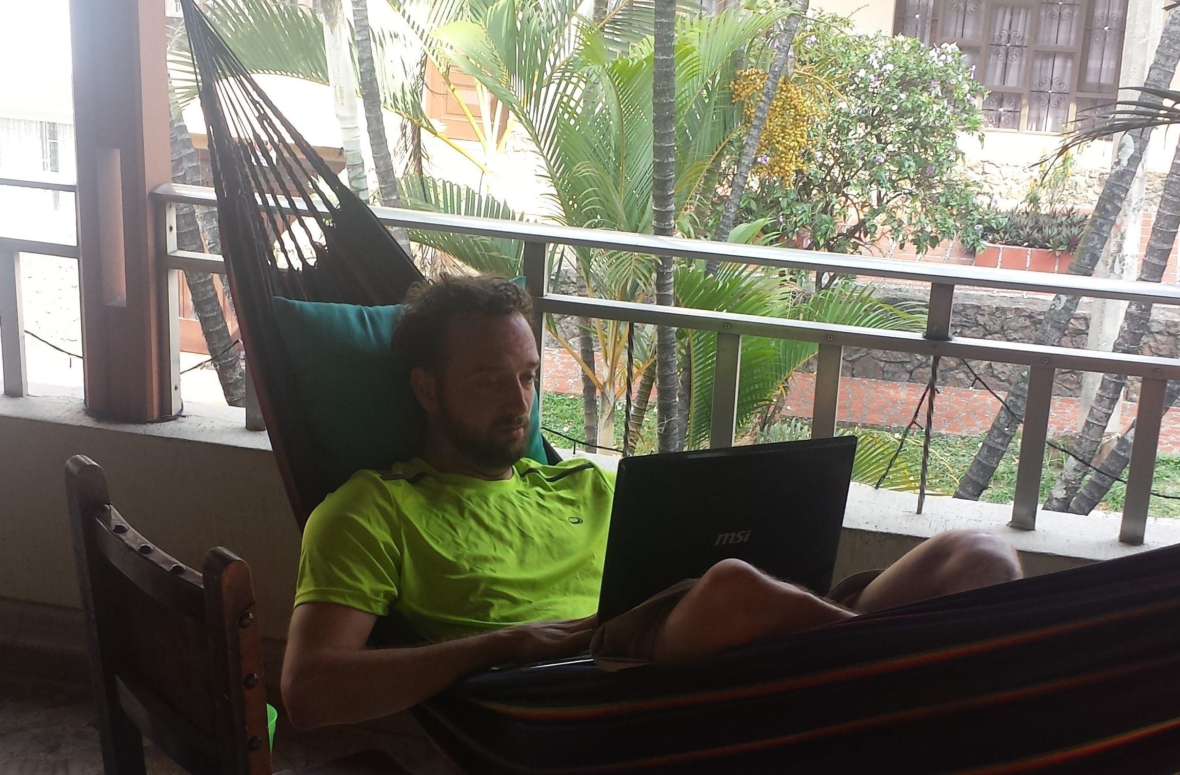 Combining work and pleasure; Ivo enjoying one of his favorite working spots