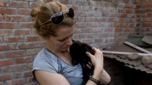 picture of Dorene supporting animal welfare in India