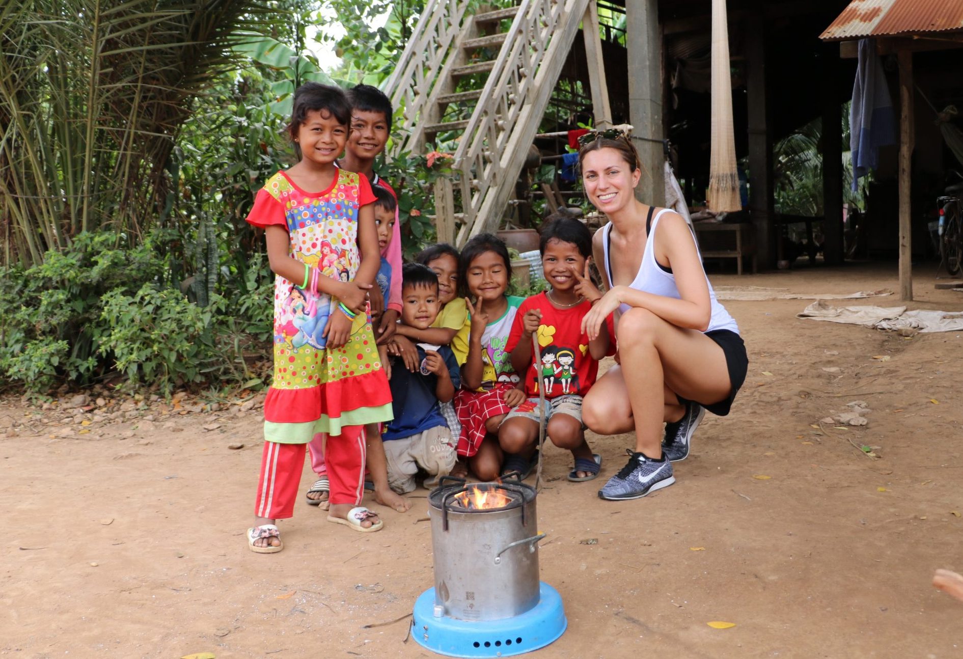 Raffaella with a group of children during an ACE 1 demo.