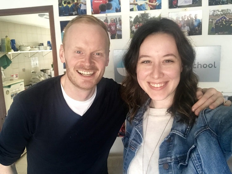 Coschool founder with volunteer Heather